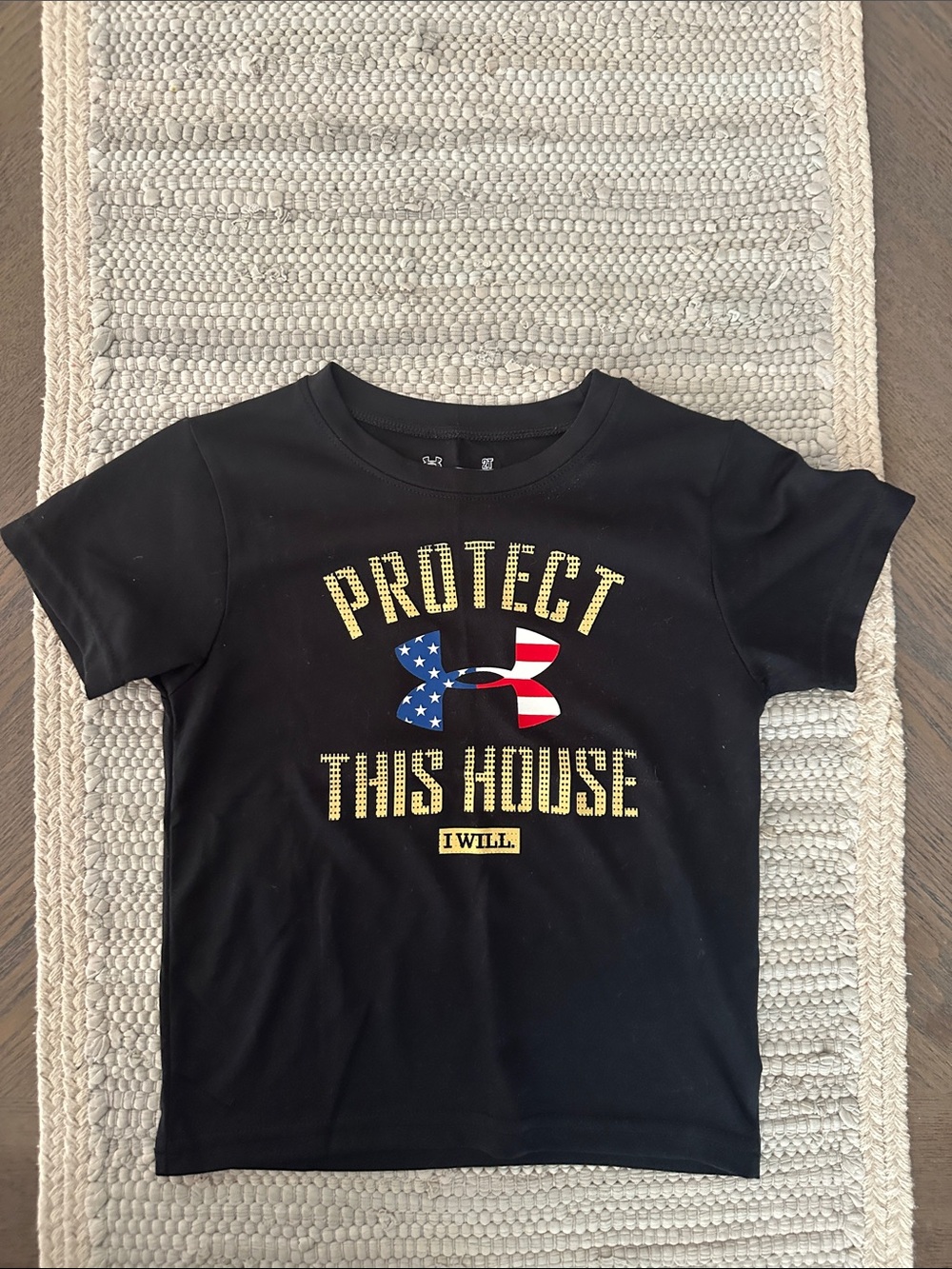 Under Armour Black Kids' 'Protect This House' Graphic Tee with Flag Logo